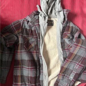 Plaid Hooded Jacket with Sherpa Lining